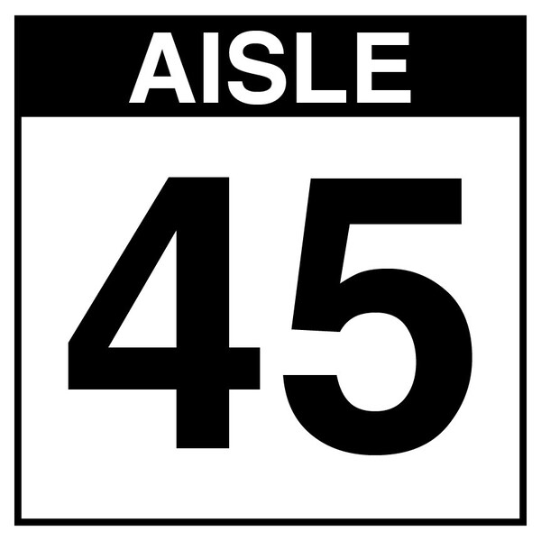 5S Supplies Warehouse Aisle 45 Sign - 8in x 8in - SINGLE - BRKT - PVC AISLE45-8X8-SINGLE-BRKT - main