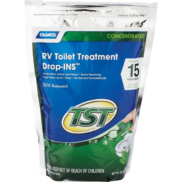 Camco TST Drop-INS Tank And Toilet Bowl Cleaner, 26.25 Oz., 15PK 40264 - main