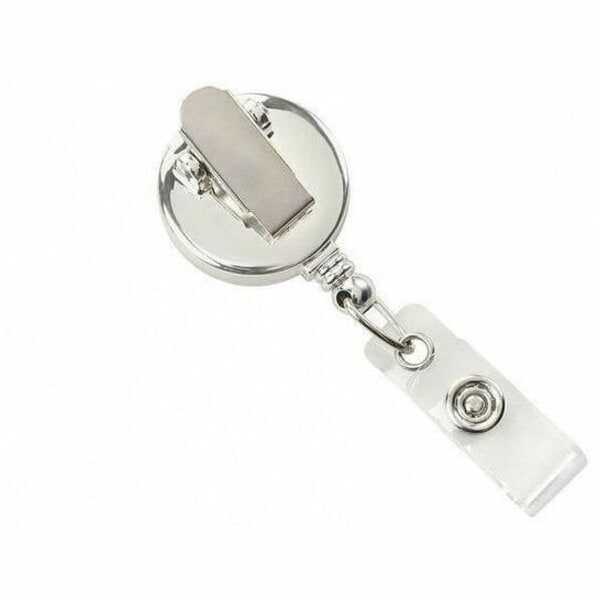 Brady BADGE REEL, CHROME ROUND SPRING CLIP REEL, NO STICKER, CLEAR STRAP 2120-4700 - main