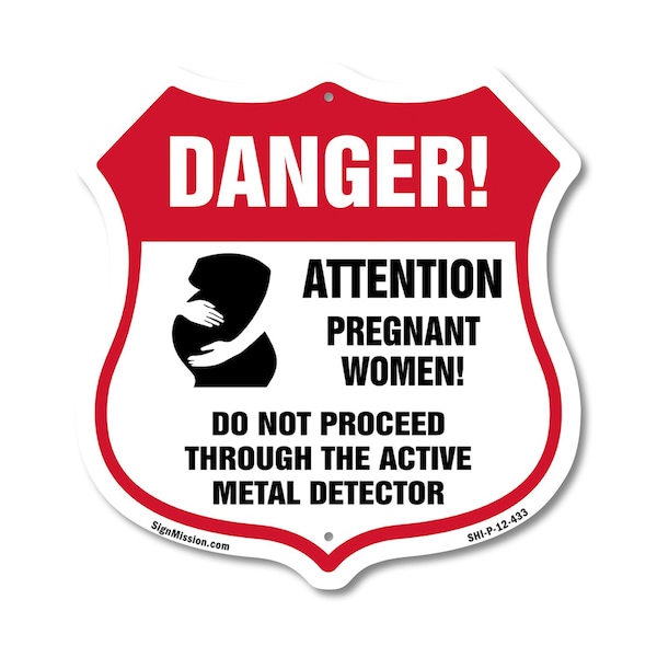 Signmission Pregnant Women Shield Sign Danger! Atten, 12 Inch X 12 Inch, Plastic Sign SHI-P-12-433 - main