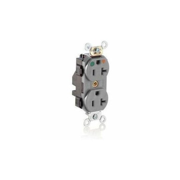 Leviton Lev-Lok Hospital Grade Duplex Receptacle, 20 Amp, 125 Volt M8300-IGG - main