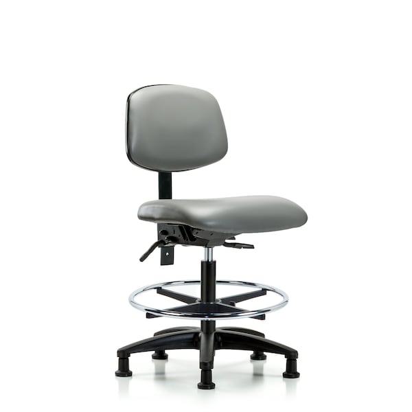 Blue Ridge Ergonomics Vinyl Chair, Med Bench, Foot Ring, Glides, Sterling BR-VMBCH-RG-T0-A0-CF-RG-8840 - main