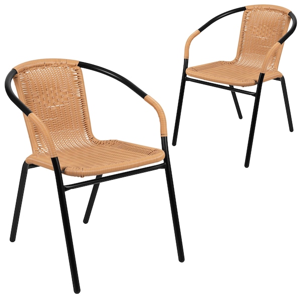 Flash Furniture Lila Beige Rattan Indoor-Outdoor Restaurant Stack Chair, PK2 2-TLH-037-BGE-GG - main