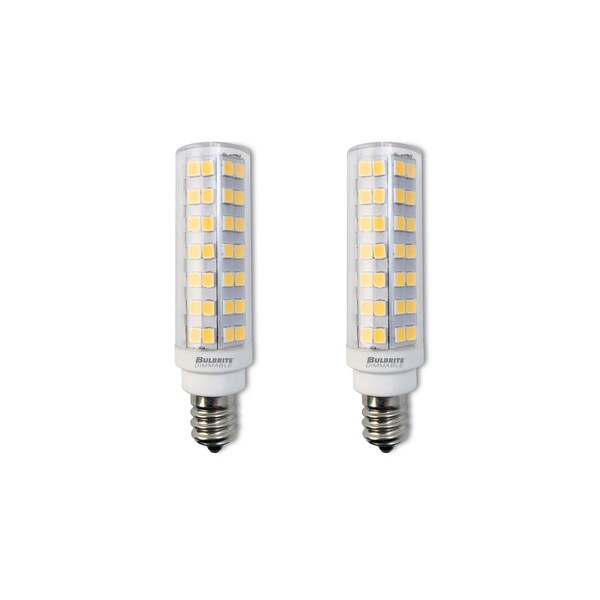 Bulbrite 70w Equivalent Dimmable Clear Mini T6 Candelabra Screw Base (E12) LED Mini Light Bulb, 3000K, 2PK 862643 - main
