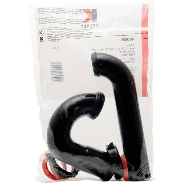 Keeney Mfg 1-1/2'' to 1-1/4'' Black Plastic P-Trap with Reducer Washer 400BK - main
