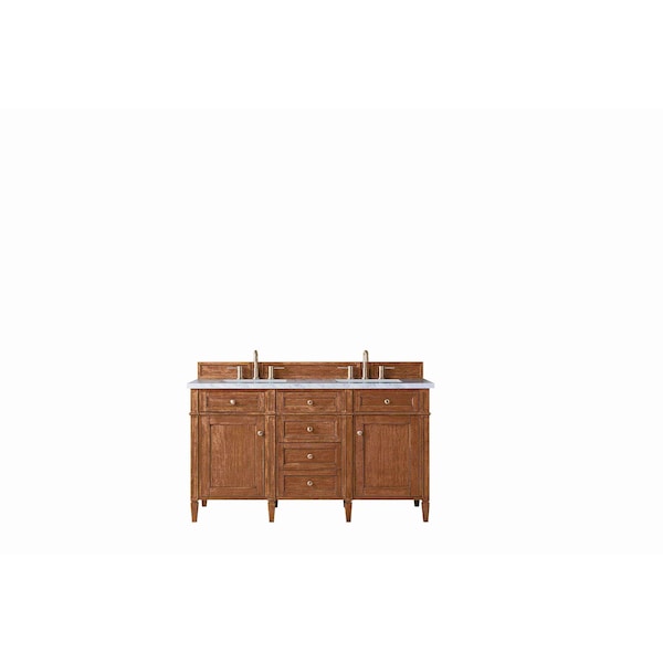 James Martin Vanities Brittany 60'' D Vanity, Saddle Brown w/ Jasmine Pearl Silestone Top w/FreePower Wireless Charger 650-V60D-SBR-FEJP - main