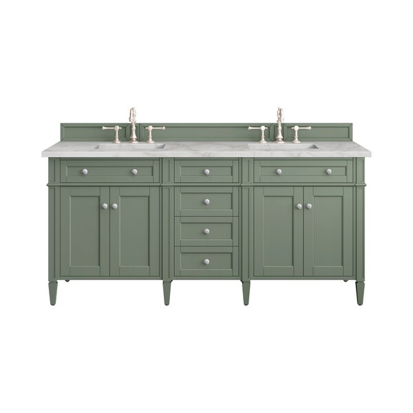 James Martin Vanities Brittany 72'' D Vanity, Smokey Celadon w/ Victorian Sil Top w/FreePower Wireless Charger 650-V72-SC-FVSL - main
