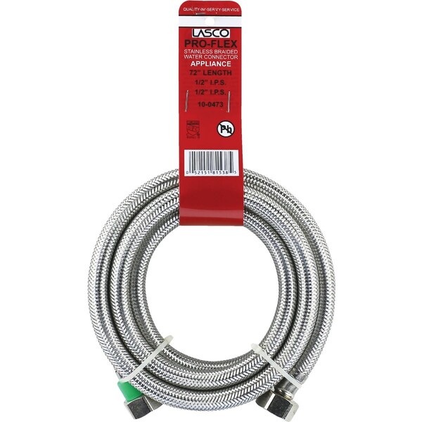 Westlake Pipe & Fittings 1/2'' IPSx1/2'' IPSx72'' L Braided SS Flex Line Faucet Connector 10-0473 - main