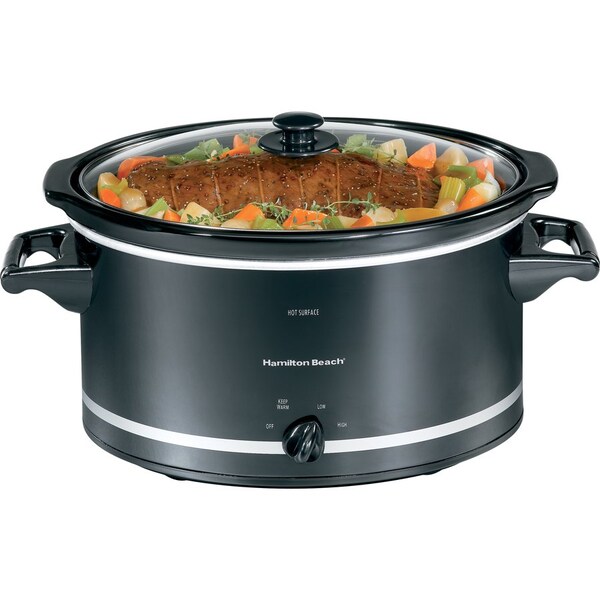 Hamilton Beach 33182 Slow Cooker, 120 V, 375 W, 8 qt Capacity, Black/Silver 33182 - main