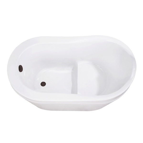 Kingston Brass 52-Inch Acrylic Oval Single Slipper Freestanding Tub with Overflow/Drain Assembly and Integral Seat VTRS523030M5 - main