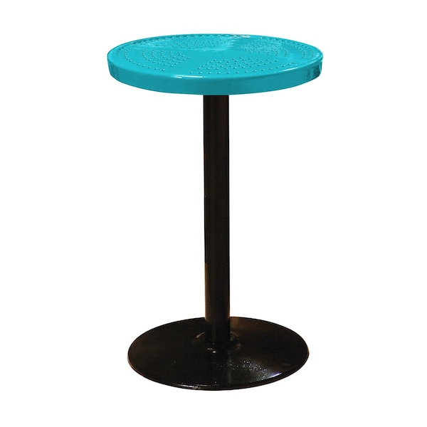 Leisure Craft 24" Round Perforated Pedestal Table, Portable, 40"H, Teal 24TAB40-TEAL - main