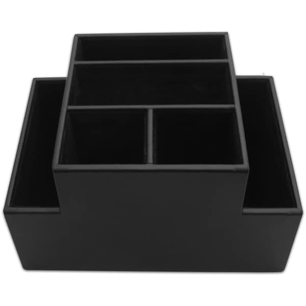 Dacasso Black Leatherette Multi-Purpose Desk Supply Organizer A1348 - main