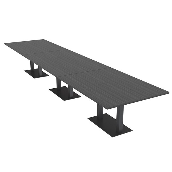 Skutchi Designs Rectangle Conference Table With Power, 48 in W, 216 in L, Grey HAR-REC-48X216-DOU.BK-WA7949-NA - main