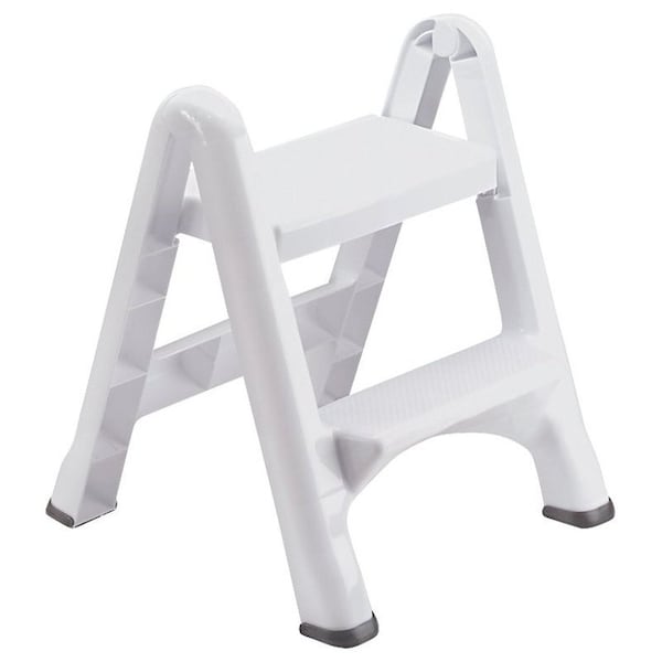 Rubbermaid EZ-Step Series FG420903WHITE Folding Step Stool, 25 in H, White FG420903WHT - main