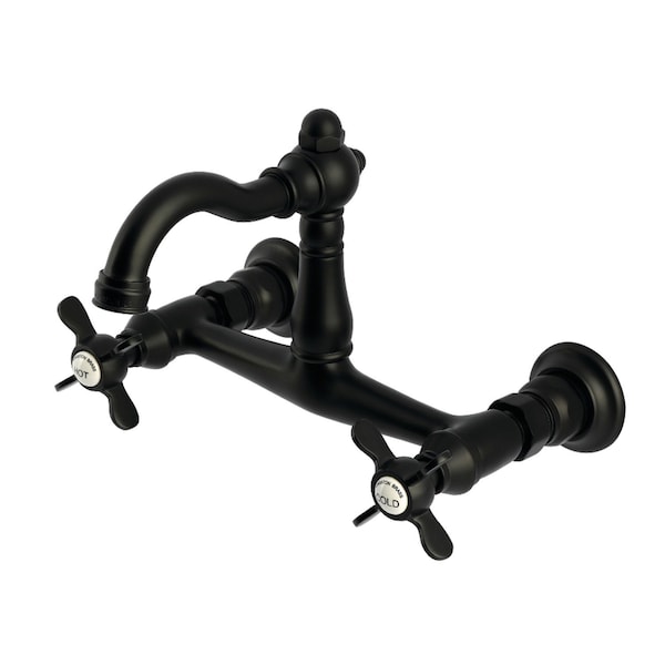 Kingston Brass Two-Handle Wall Mount Bridge Kitchen Faucet, Matte Black KS3250BEX - main