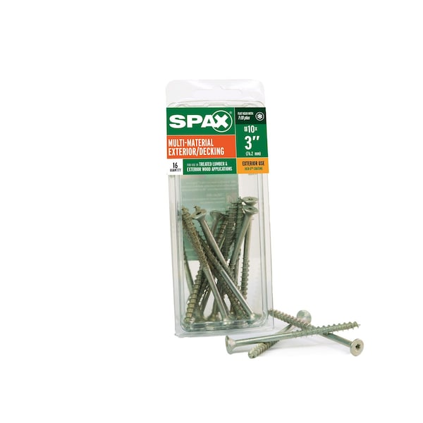 Spax #10 x 3 in Exterior Wood Deck Screws Construction Flat Head T-Star Plus, 16PK 4191670500752 - main