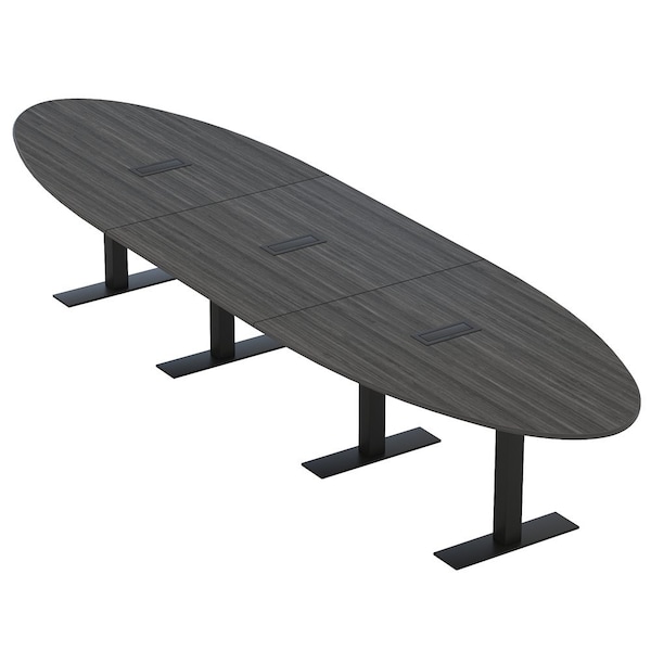 Skutchi Designs 14 Person Conference Table With Power Unit | 16' Oval Table | Harmony Series HAR-OVL-48X192-T.BK-WA7949-EBLK - main