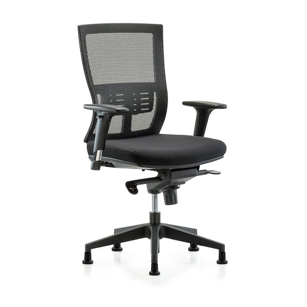 Blue Ridge Ergonomics Desk Chair Modern Mesh Chair, C2, AA, Glides, Adjustable Arms, 18-1/2" to 21-1/2" Height, Mesh, Black BR-MOD-MDHCH-RG-C2-A1-RG - main