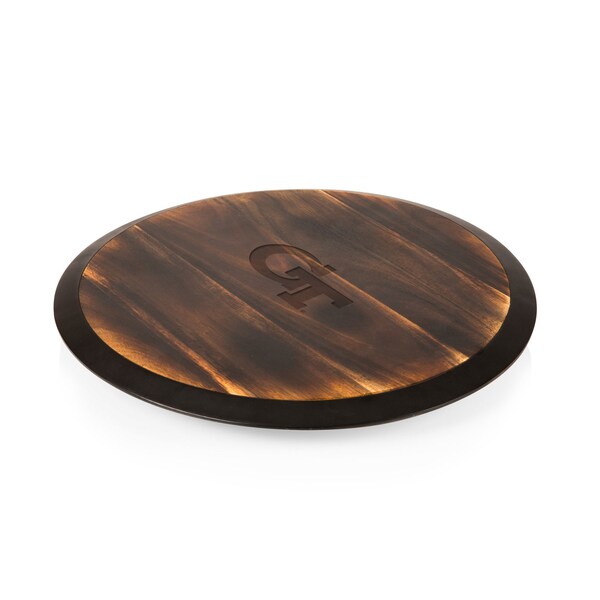 Picnic Time Family Of Brands Georgia Tech Yellow Jackets - Lazy Susan Serving Tray, Fire Acacia Wood 827-18-513-193-0 - main