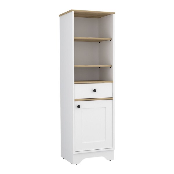 Homeroots 17" White And Natural Wood Freestanding Single Door Bathroom Vanity 543598 - main