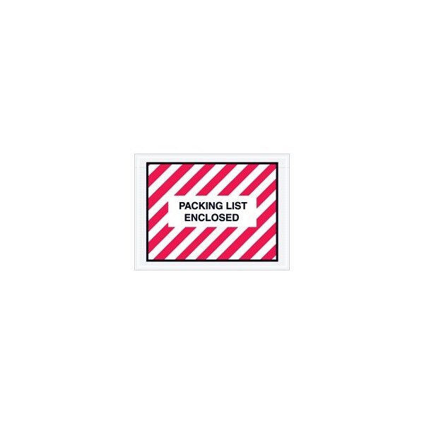 Bubblefast 4 1/2 x 6'' Red Striped ''Packing List Enclosed'' Envelopes, 1000PK BFPL409 - main