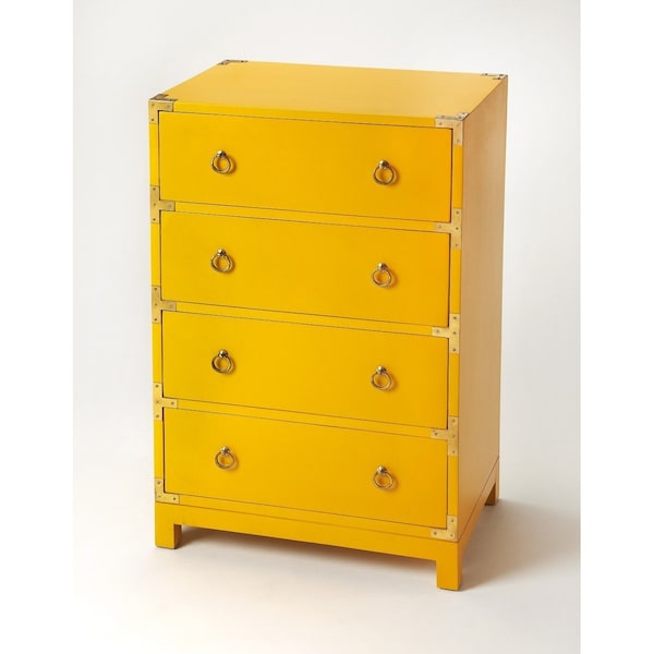 Homeroots 24" Yellow Solid Wood Four Drawer Dresser 389736 - main