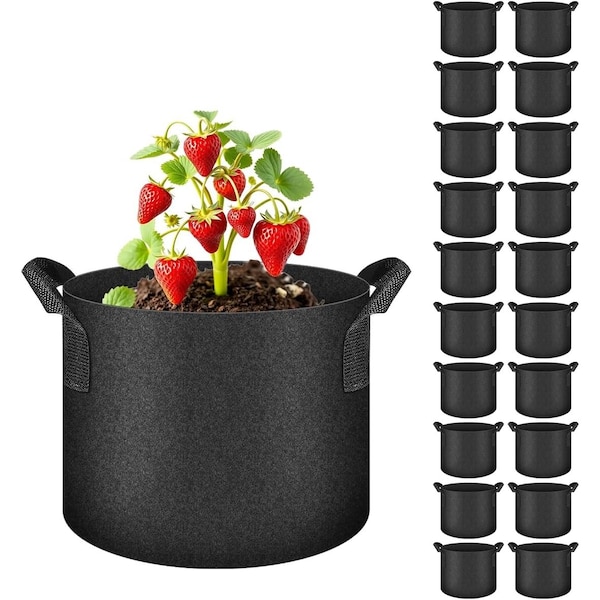 Ipower 1 Gallon Grow Bags, Garden Planting Nonwoven Fabric Pots, 20 Labels Included, 20PK GLGROWBAG1X5BLKV5X4 - main
