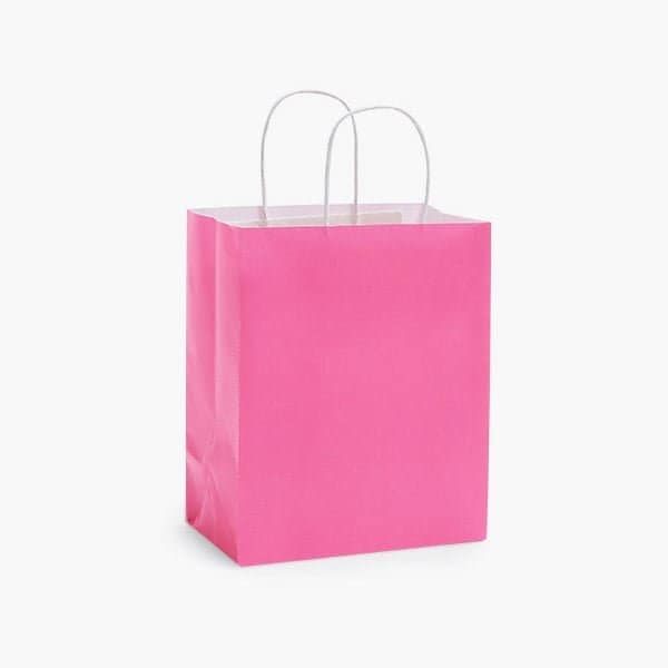 Nashville Wraps Barberrie Pink White Kraft Shopping Bag, Cub 8x4.75x10.25, 25PK BPMCW - main