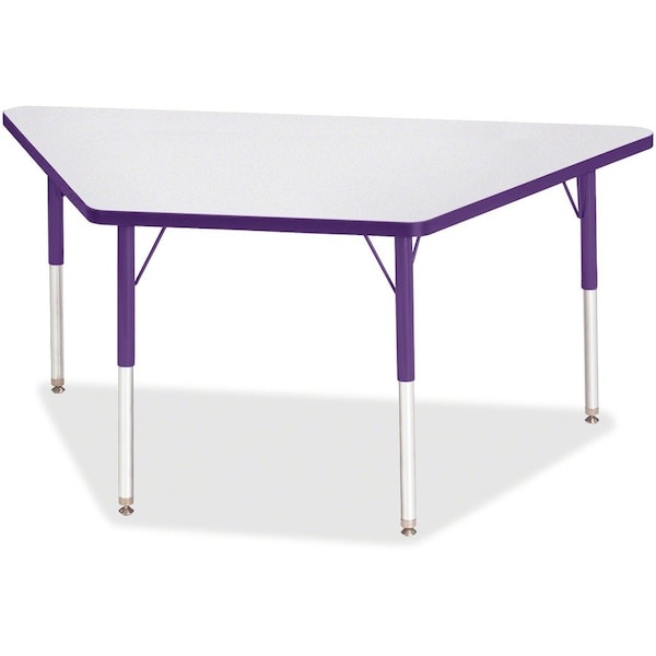 Jonti-Craft Berries Trapezoid Activity Tables, 30 in. x 60 in., A-height, Freckled Gray/Purple/Gray 6443JCA004 - main