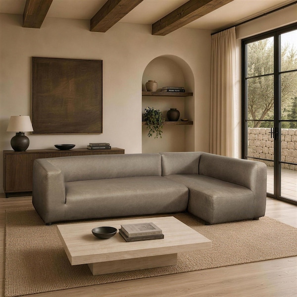 Manhattan Comfort Lukas 118 in Right-Facing 2-Piece Sectional Sofa in Taupe SF1927-TP - main