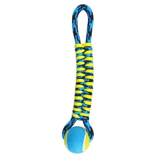 Pet Park Blvd Dog Toy, Twisted Tug with Tennis Ball Toy, Paracord, Blue US2048 19 - main