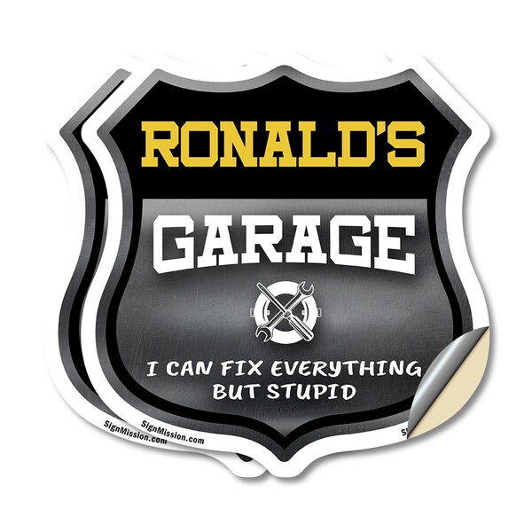 Signmission Ronald's Garage I Can Fix Everything But Stupid, 4 inch X 4 inch, Vinyl Decal, 2PK SHI-D-2PACK-4-490-RONALD - main