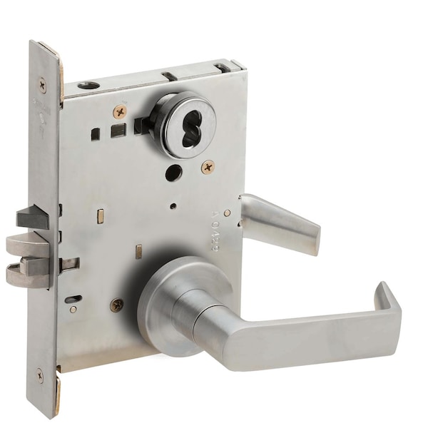 Schlage Grade 1 Institution Mortise Lock, SFIC Prep Less Core, 06 Lever, A Rose, Vandlgard, Satin Chrome Fi LV9082B 06A 626 - main