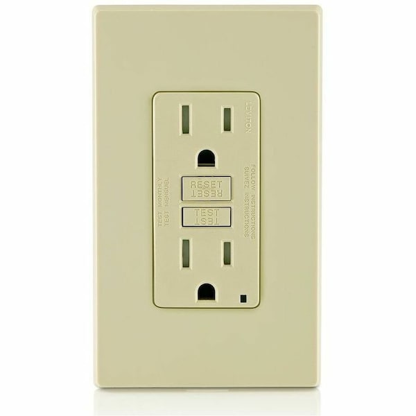 Leviton GFCI Receptacle, 15A, 125Vac, 5-15R, Ivory GFTR1-I - main
