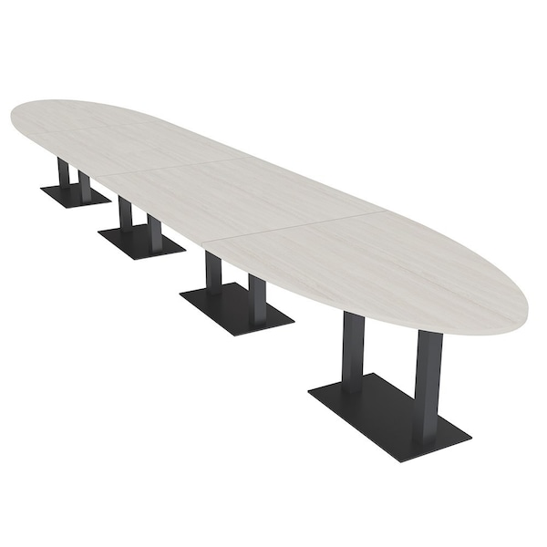 Skutchi Designs Oval Conference Table With Power Unit, 48 in W, 240 in L, Ivory HAR-OVL-48X240-DOU.BK-K458-NA - main