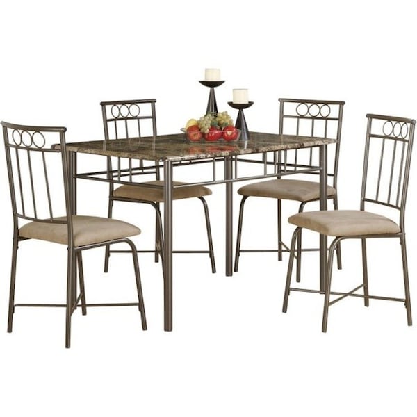 Monarch Specialties Dining Set - 5Pcs Set / White Bench And 3 Side Chairs I 1029 - main