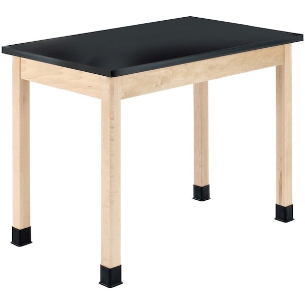 Diversified Spaces Plain Apron Table, Maple, Maple Wood Frame, 60 in W, Black/Maple P7606M36N - main