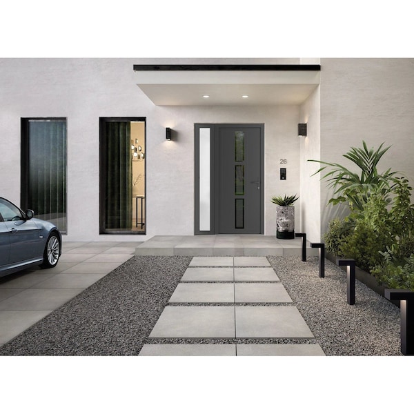 Vdomdoors Front Exterior Prehung Metal-Plastic Door Frosted Glass / MANUX 8112 Antracite / Office Commercial MANUX8112EXD-ANT-W32+14-H80-LH-I - main