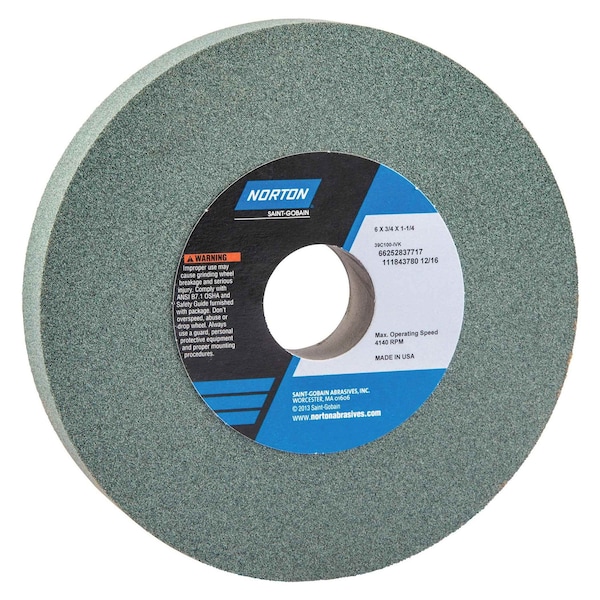 Norton 39C STRAIGHT TOOLROOM WHEEL, 6 IN DIA X 3/4 IN THK, 1 .25 CENTER HOLE, 100 66252837717 - main