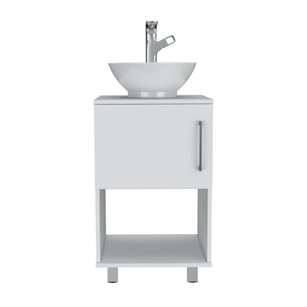 Homeroots 18" Gray And White Laminate Accent Cabinet With One Shelf 478423 - main