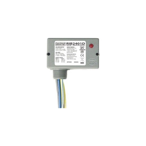 Functional Devices-Rib Enclosed Pre-Wired Relay, 10A at 30VDC, DPDT, NEMA Enclosure Type: 1 RIB2401D - main