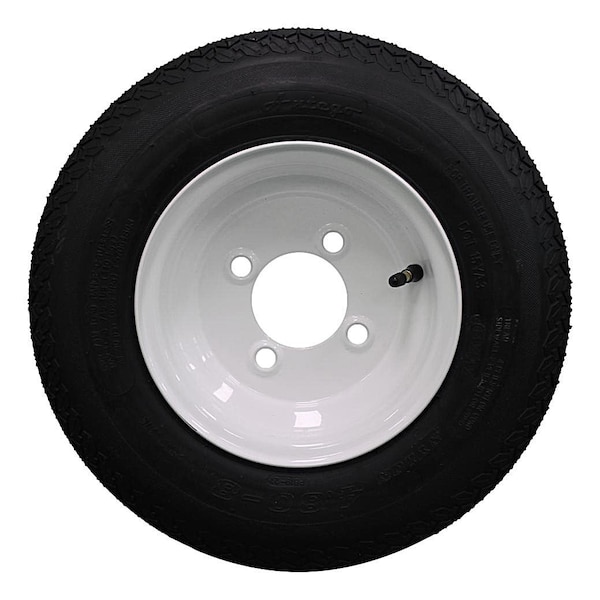 Antego Single Trailer Tire on Rim 480-8 4.80-8 Load C 4 Lug White Wheel A83750201157064808 - main