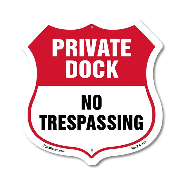Signmission Private Dock Shield Sign No Trespassing, 6 Inch X 6 Inch, Plastic Sign SHI-P-6-434 - main