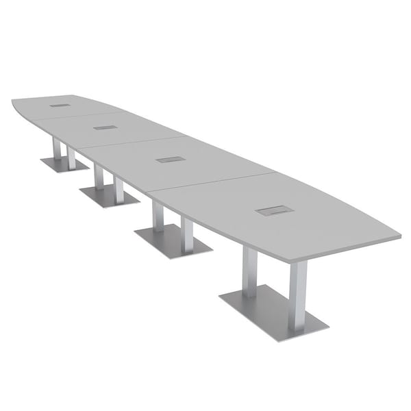 Skutchi Designs Boat Conference Table With Power Unit, 48 in W, 264 in L, Grey HAR-BOT-48x264-DOU-U779-ESIL - main