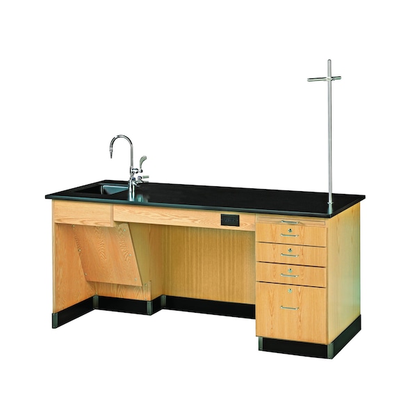 Diversified Spaces Teachers Desk Instructors Desk, ADA, 72" x 30" x 34", 30" D X 34" H, 72" W X Red Oak 1214K-L-ADA - main