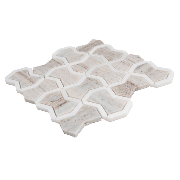 Apollo Tile Mirage 10x10 Warm Beige White Marble White Mosaic Bowtie Wall and Floor Tile (3.68 sq ft/case), 5PK APLSAH88IR05A - main