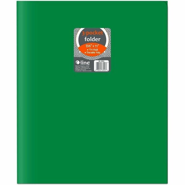 C-Line Products Three-Pocket Poly Folder, Green, 24PK 33943 - main