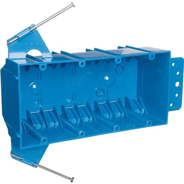 Carlon Outlet Box, 4-Gang, PVC, Blue, Bracket B455A-UPC - main