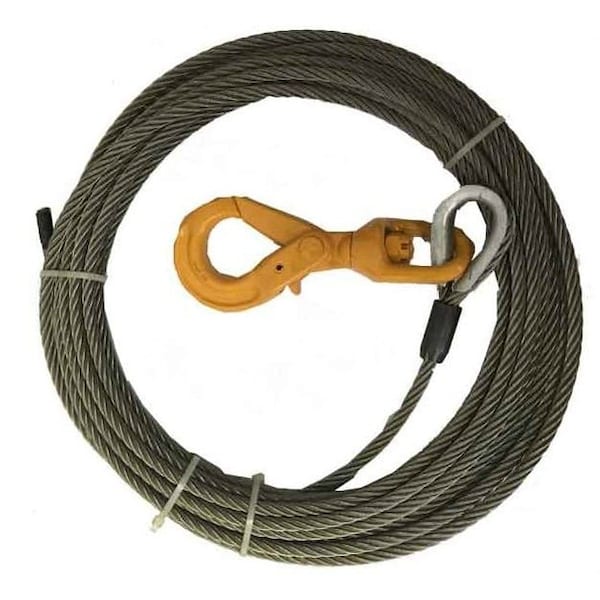 Mytee Products 1/2in x 75ft Winch Cable Rope Wrecker Tow Truck Rollback - Core w/Hook 23600lbs BS, 2PK WW12-75x2 - main