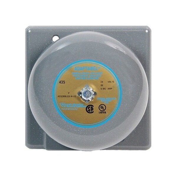Edwards Signaling Vibrating Bell, Continuous, 6V DC, 92 dB, Steel, Surface Mount, 6 in Diameter, Indoor/Outdoor 435-6C1 - main